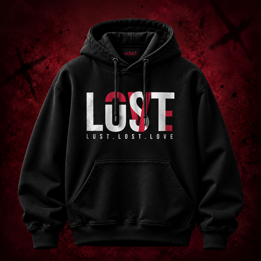 Love Lost Lust Typo Hoodie (320 gsm)