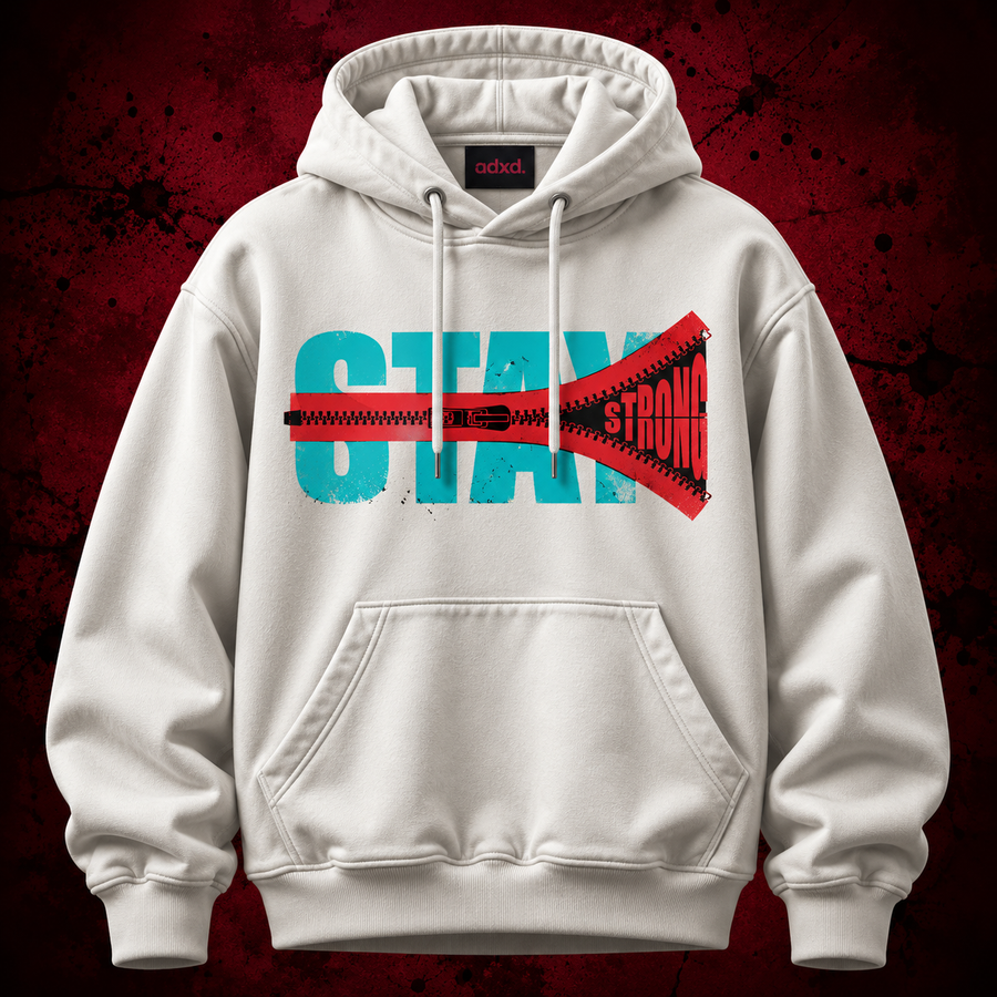 Stay Strong Graphic Hoodie – Typo Streetwear Pullover